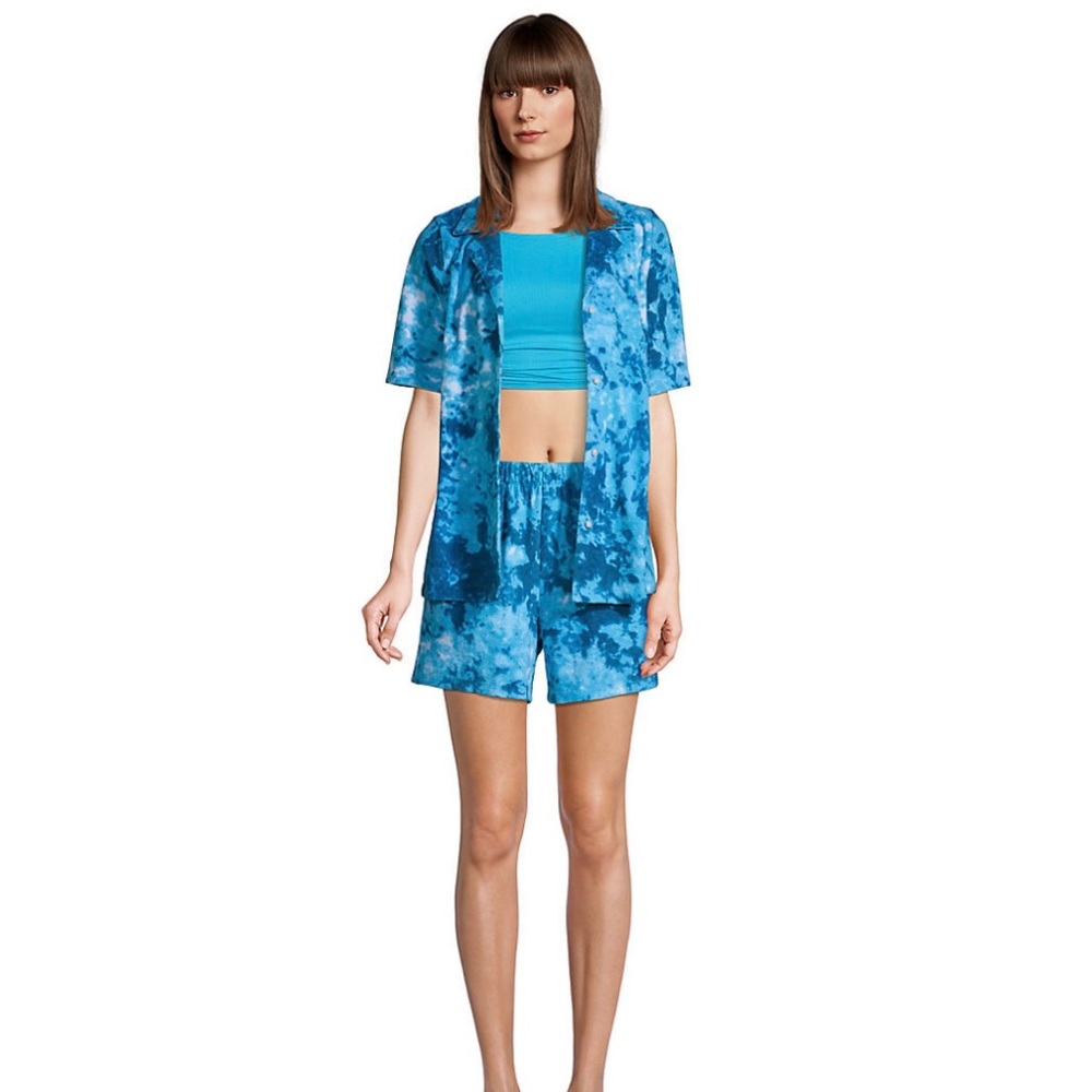 Lands End Terry Cloth Tie Dye Two Piece Swim Suit Cover Up - Picture 3 of 11